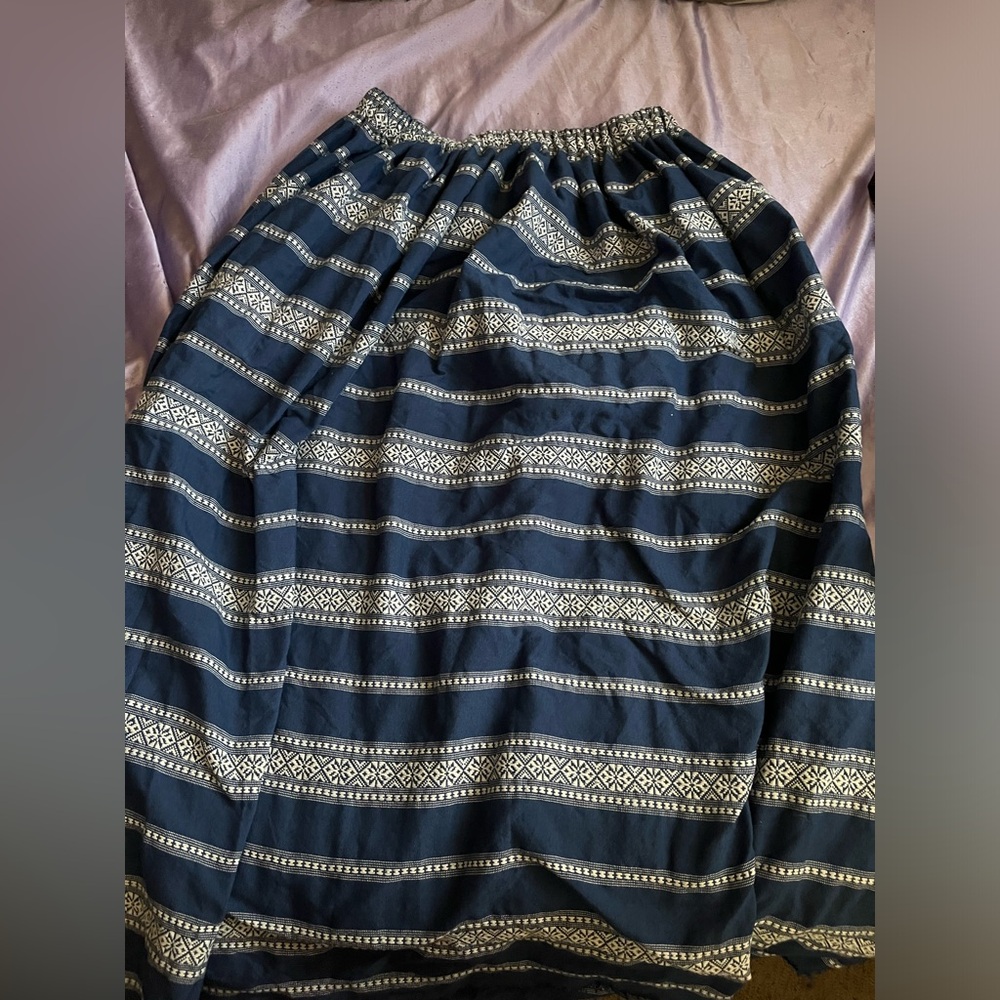 Handmade Bohemian blue maxi skirt elastic waistband
